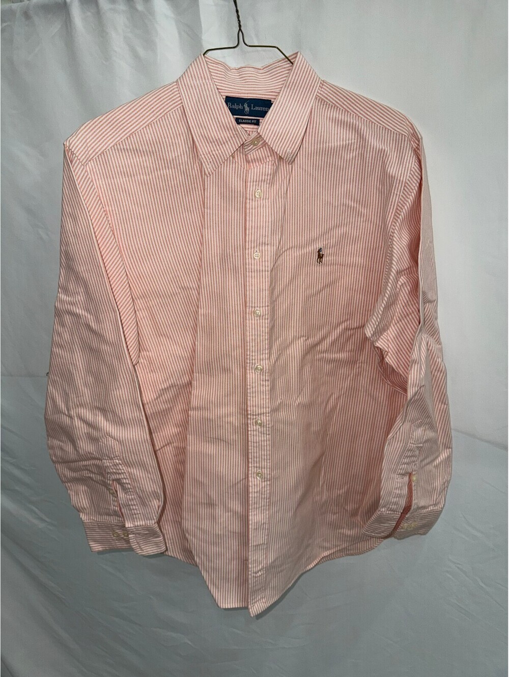 Ralph Lauren Classic Fit peach striped button shirt